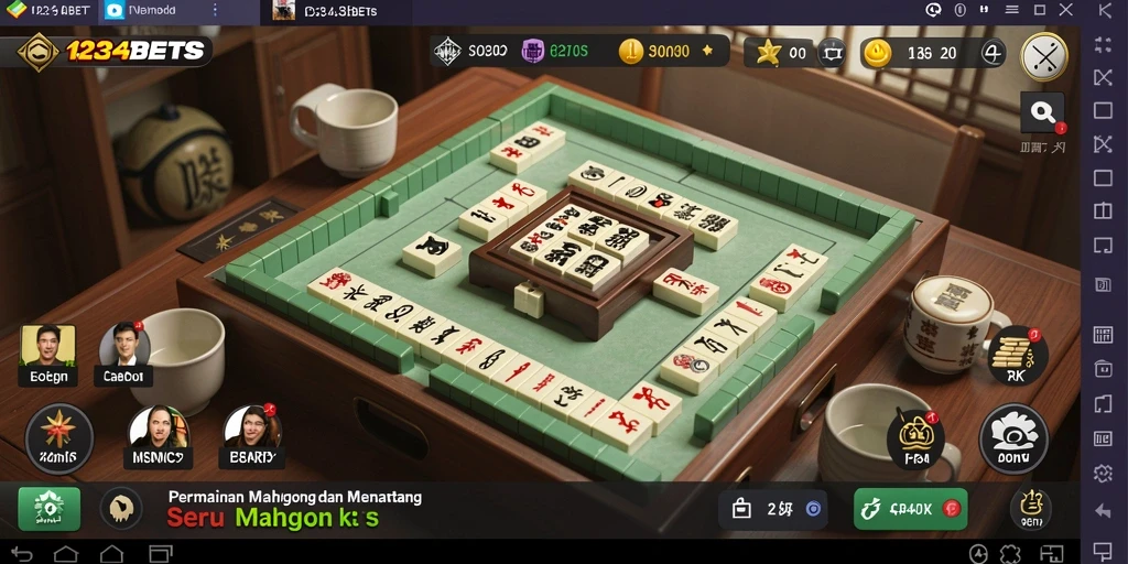 Tampilan utama gameplay Mahjong di 1234BETS yang menegangkan dan seru.