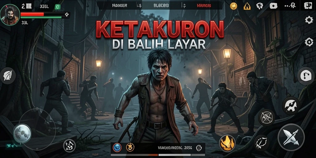 Screenshot permainan 33L menampilkan suasana horor yang menegangkan.