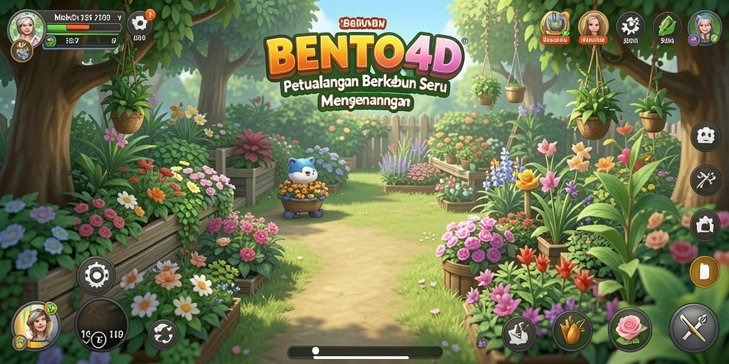 Tampilan gameplay BENTO4D yang menarik dengan aktivitas pertanian.
