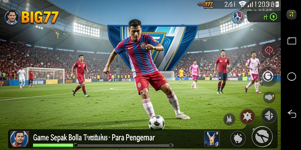 Tampilan gameplay menarik dari BIG77 dengan aksi sepak bola yang seru.