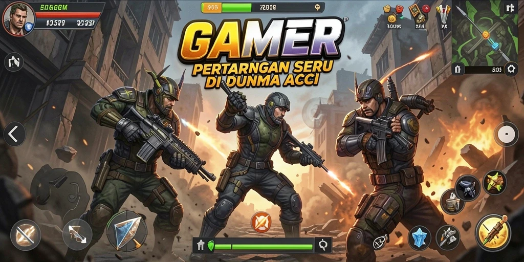 Tampilan gameplay menarik dari GAMERP yang menunjukkan pertarungan seru dan grafis menawan.
