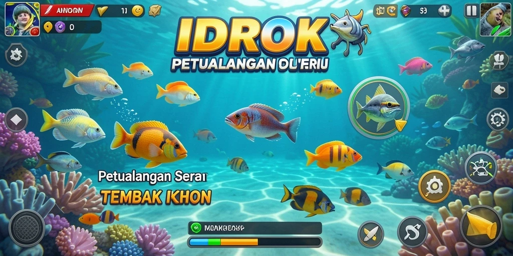 Screenshot gameplay IDROK menunjukkan aksi tembak ikan yang seru.