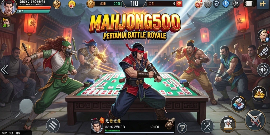 Tampilan seru gameplay MAHJONG500 dalam pertempuran Battle Royale.