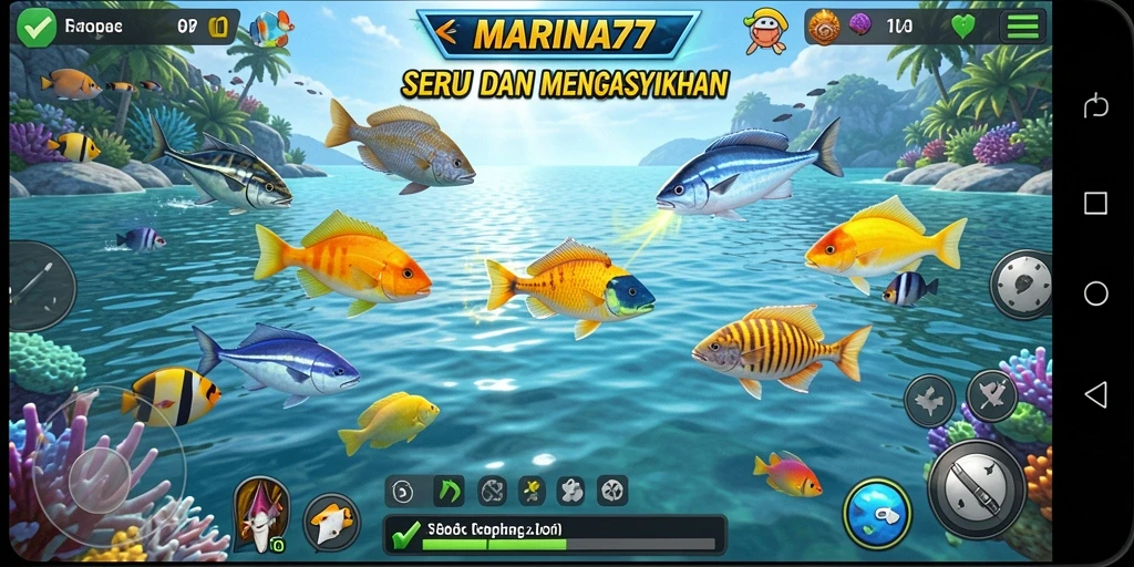Screenshot gameplay MARINA77 menampilkan aksi seru Tembak Ikan.