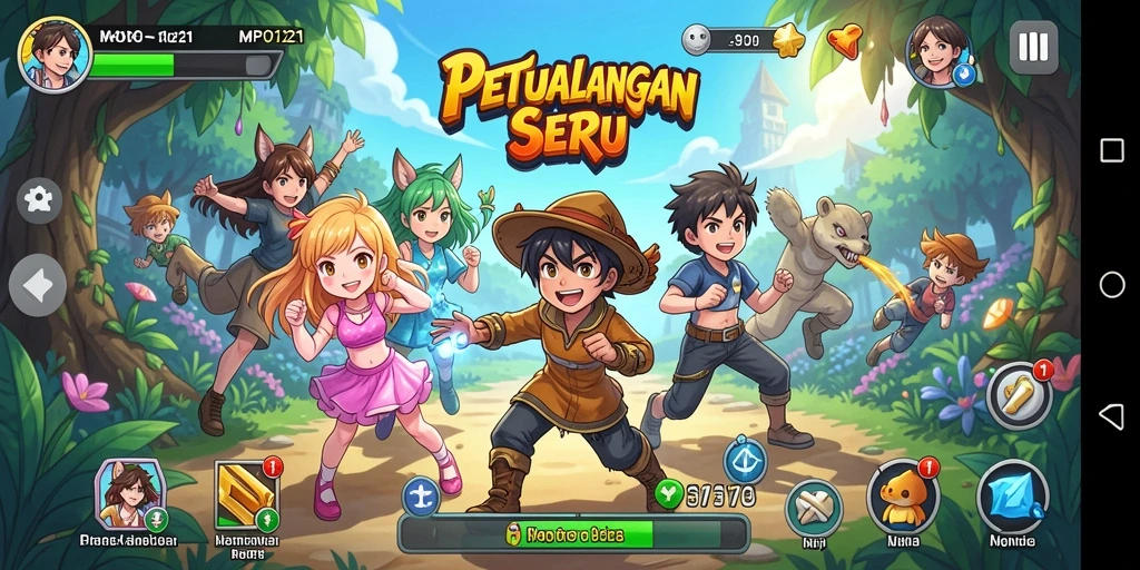 Gameplay MPO1221 yang menampilkan pertarungan karakter Anime.