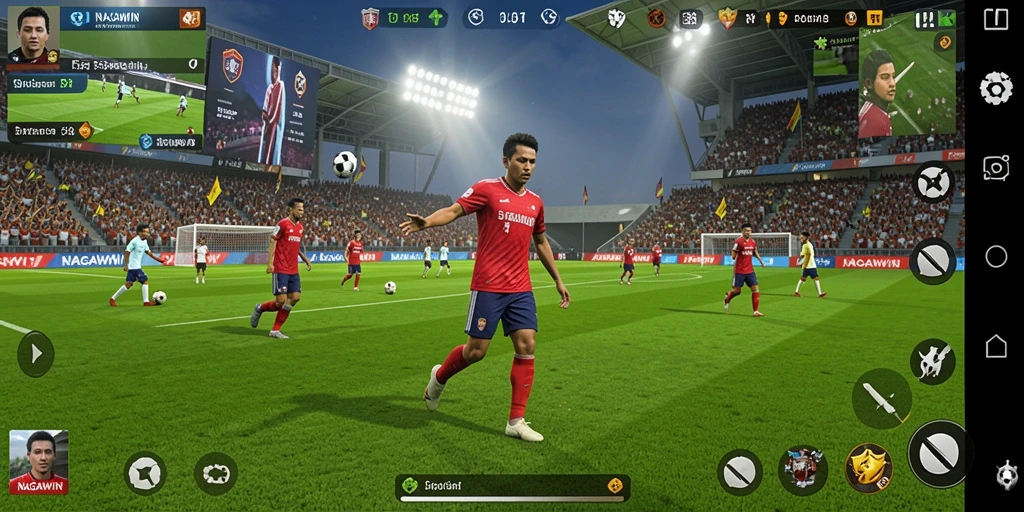 Screenshot gameplay NAGAWIN menampilkan pertandingan yang seru dan intens.