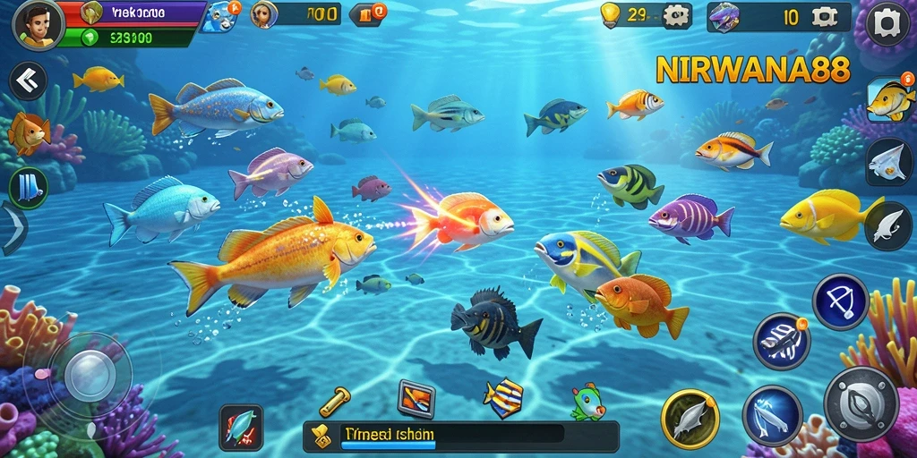 Screenshot gameplay NIRWANA88 menampilkan aksi menembak ikan yang seru.