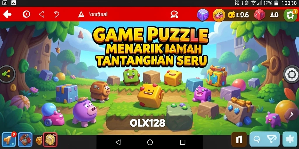 Tampilan gameplay seru dari game Puzzle OLX128 yang menantang.