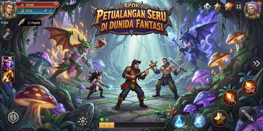 Gameplay seru dalam RPOK yang menampilkan petualangan menakjubkan.