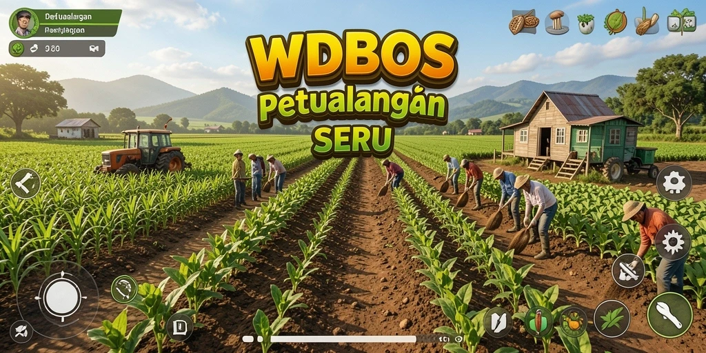 Screenshot WDBOS menampilkan suasana lahan pertanian yang indah dan interaksi karakter.