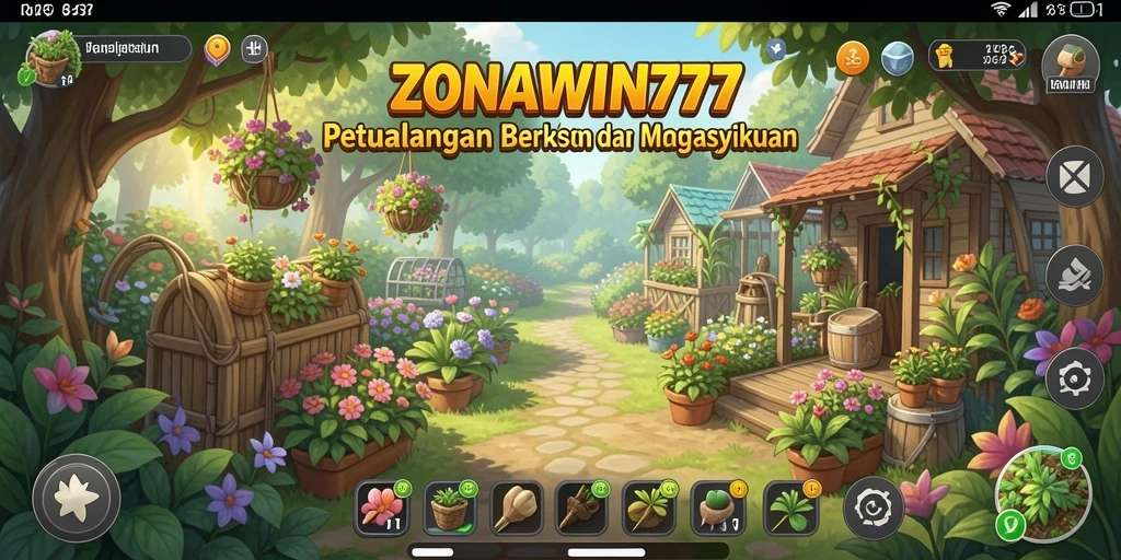Screenshot gameplay ZONAWIN777 menunjukkan pemandangan peternakan yang indah.